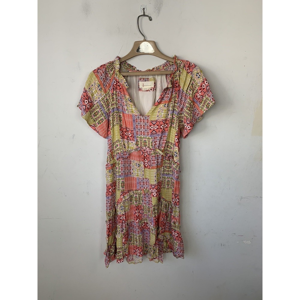 Anthropologie Womens Dress Small Patchwork Country Festival Scarecrow Boho